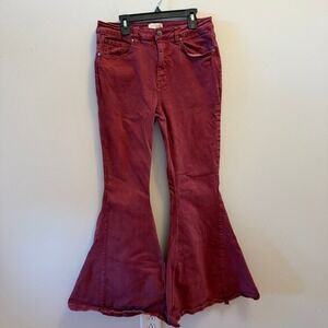 Shyanne Bell Bottom Jeans 31x34 Burgundy Western Flare Retro